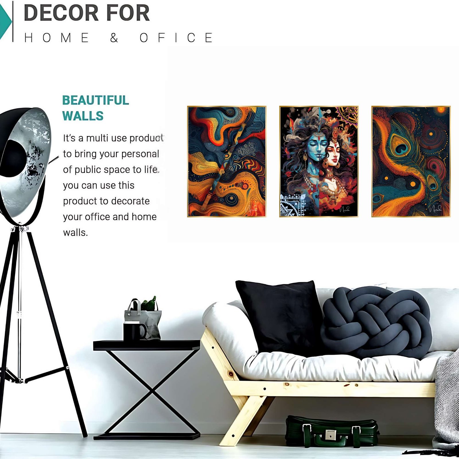 Set of Three Wall Paintings for Wall Dacoration Golden Framed Wall Paintings for Living Room & Bedroom Wall Art for Home Decoration & Office Wall Dรฉcor (18x12 inch CH-GD3-5) - Image 2