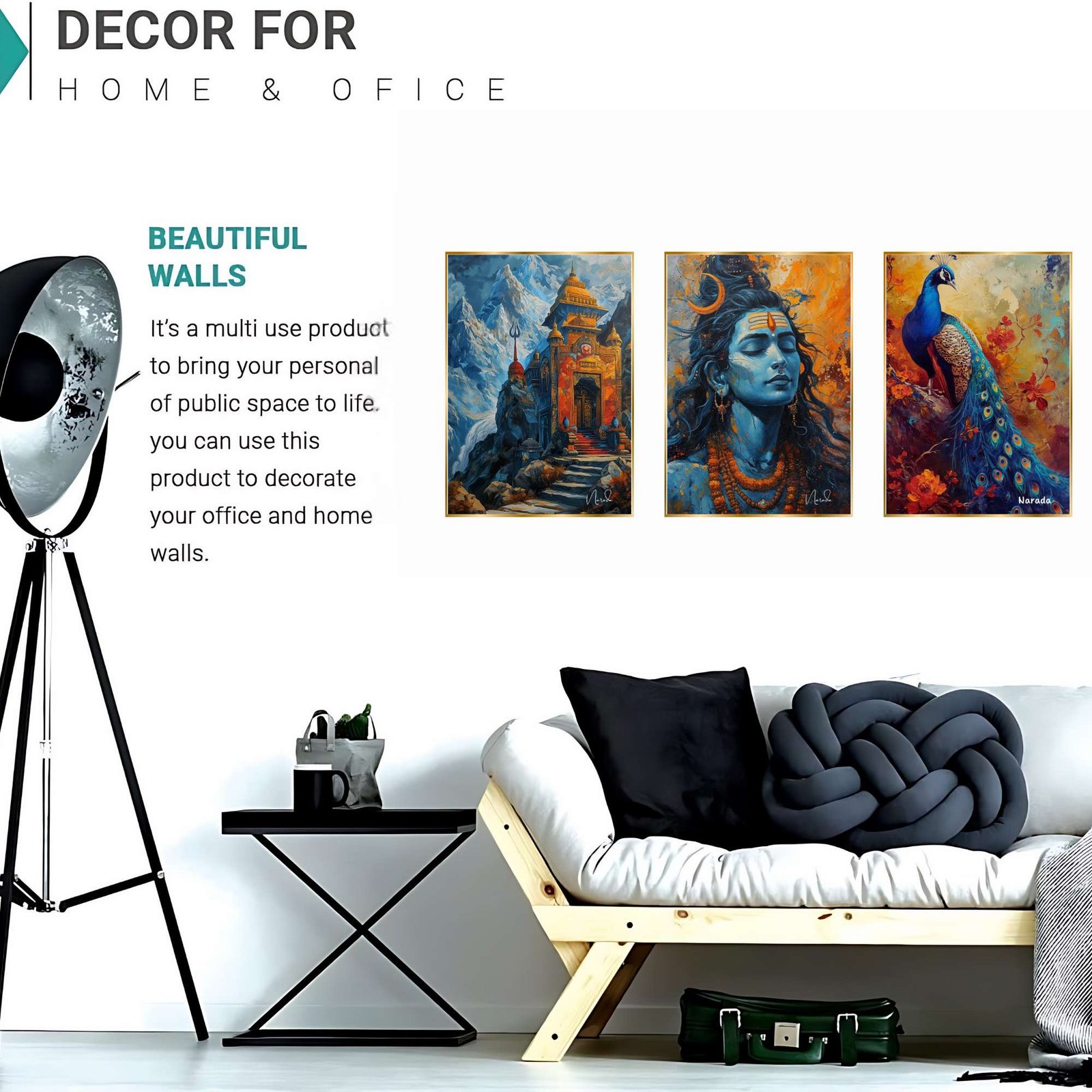 Set of Three Wall Paintings for Wall Dacoration Golden Framed Wall Paintings for Living Room & Bedroom Wall Art for Home Decoration & Office Wall Dรฉcor (18x12 inch CH-GD3-8) - Image 3